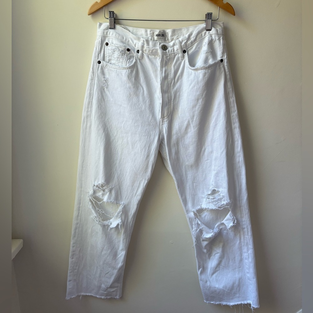 Agolde 90s Distressed White Crop Jeans​ - Picture 15 of 15